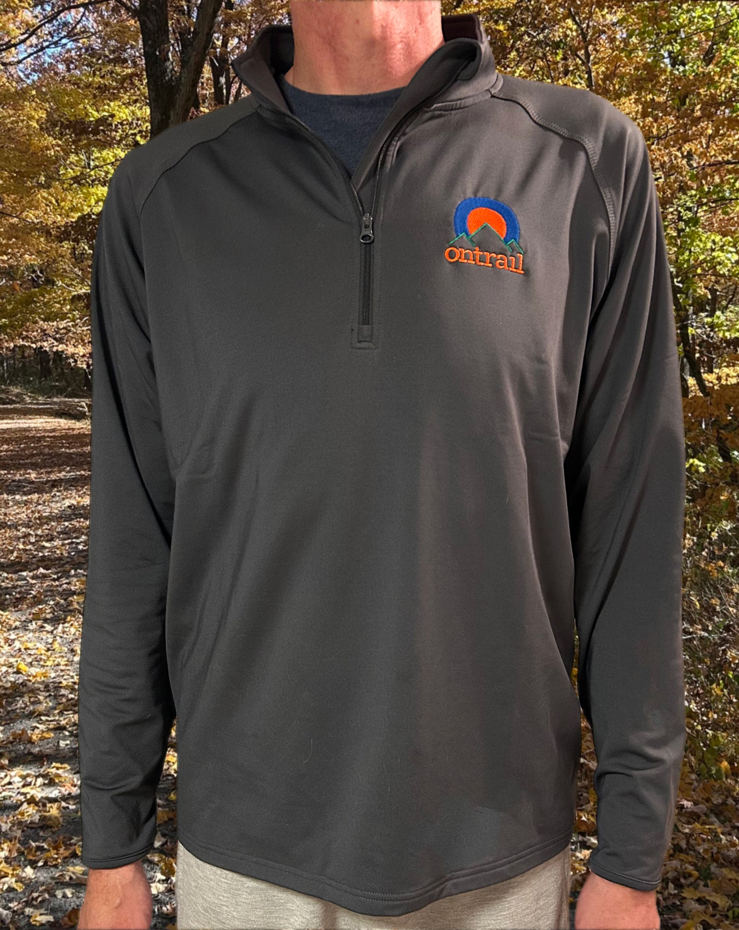 Quarter-Zip Pullover - Cool Fall/Winter Morning Runs Embroidered Top